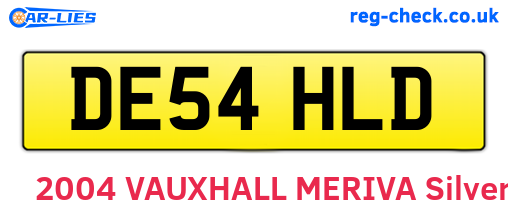 DE54HLD are the vehicle registration plates.
