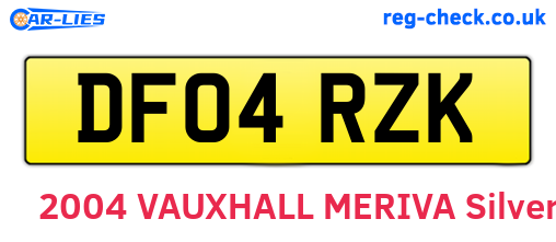 DF04RZK are the vehicle registration plates.