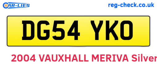 DG54YKO are the vehicle registration plates.