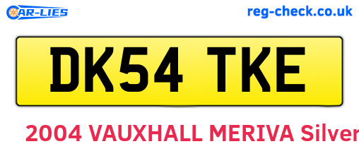 DK54TKE are the vehicle registration plates.
