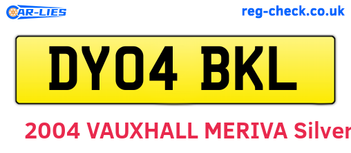 DY04BKL are the vehicle registration plates.