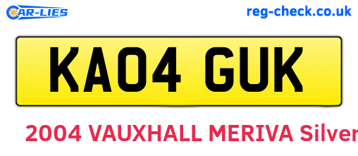 KA04GUK are the vehicle registration plates.