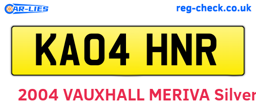 KA04HNR are the vehicle registration plates.