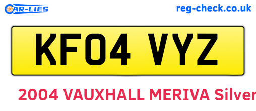 KF04VYZ are the vehicle registration plates.