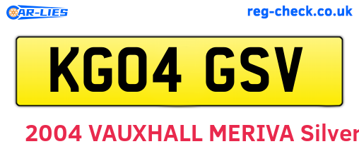 KG04GSV are the vehicle registration plates.