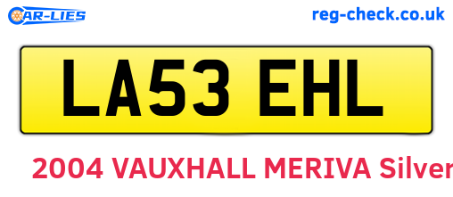 LA53EHL are the vehicle registration plates.