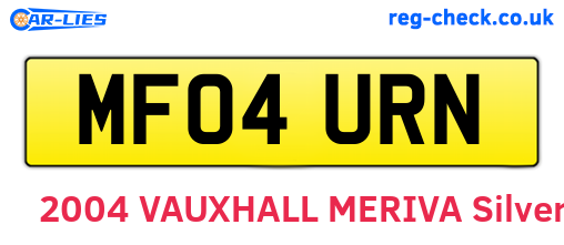 MF04URN are the vehicle registration plates.