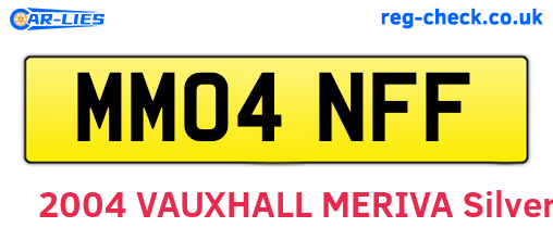 MM04NFF are the vehicle registration plates.