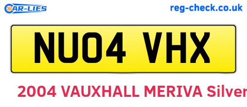 NU04VHX are the vehicle registration plates.