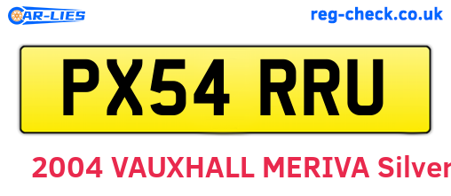 PX54RRU are the vehicle registration plates.