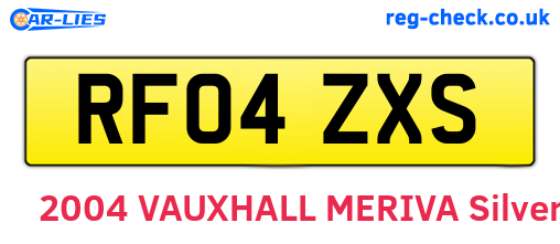 RF04ZXS are the vehicle registration plates.