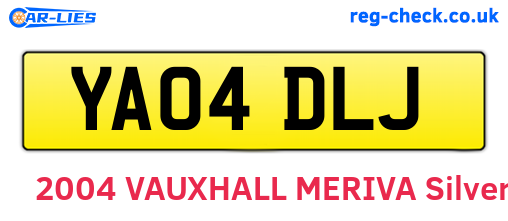 YA04DLJ are the vehicle registration plates.