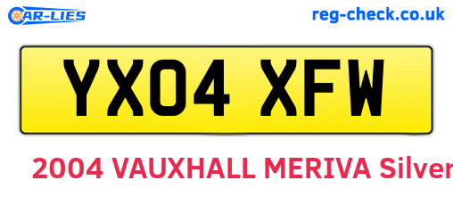 YX04XFW are the vehicle registration plates.