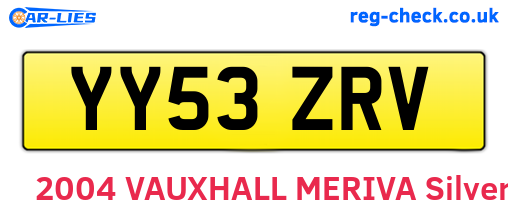 YY53ZRV are the vehicle registration plates.