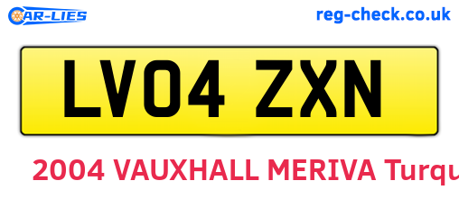 LV04ZXN are the vehicle registration plates.