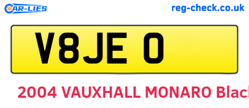 V8JEO are the vehicle registration plates.
