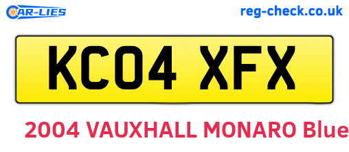 KC04XFX are the vehicle registration plates.