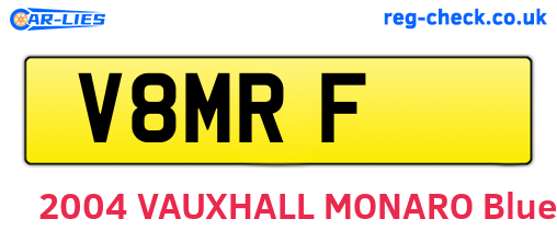 V8MRF are the vehicle registration plates.