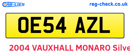 OE54AZL are the vehicle registration plates.