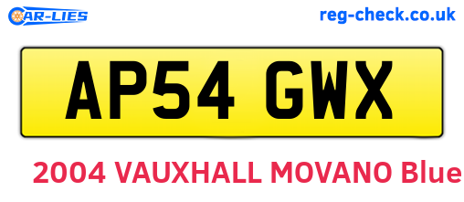 AP54GWX are the vehicle registration plates.