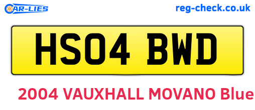 HS04BWD are the vehicle registration plates.