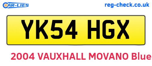 YK54HGX are the vehicle registration plates.