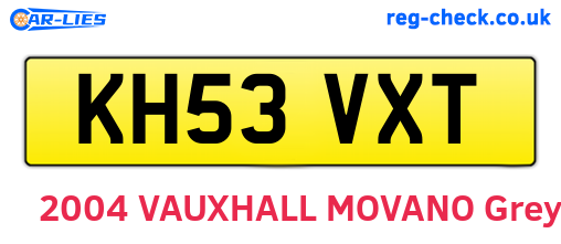 KH53VXT are the vehicle registration plates.