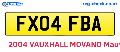 FX04FBA are the vehicle registration plates.