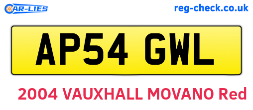 AP54GWL are the vehicle registration plates.
