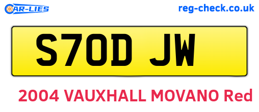S70DJW are the vehicle registration plates.