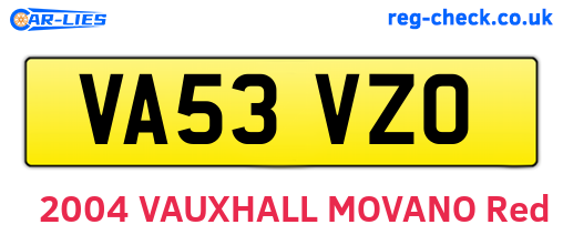 VA53VZO are the vehicle registration plates.