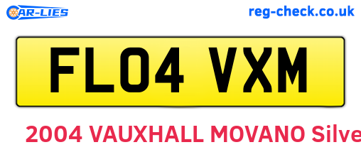 FL04VXM are the vehicle registration plates.