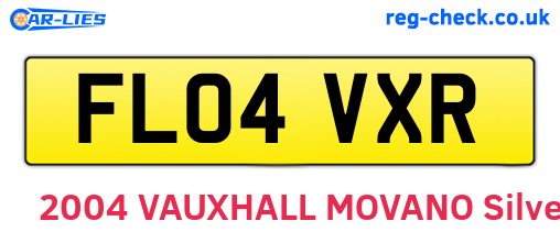 FL04VXR are the vehicle registration plates.