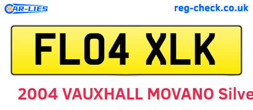 FL04XLK are the vehicle registration plates.