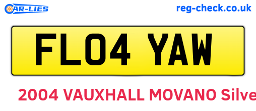 FL04YAW are the vehicle registration plates.