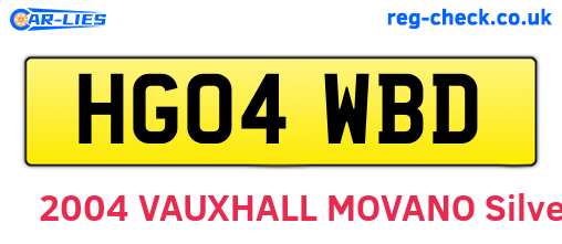 HG04WBD are the vehicle registration plates.