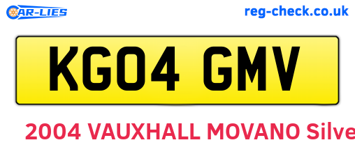 KG04GMV are the vehicle registration plates.