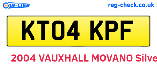KT04KPF are the vehicle registration plates.