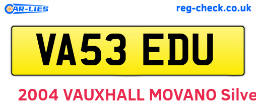 VA53EDU are the vehicle registration plates.