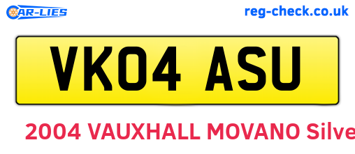 VK04ASU are the vehicle registration plates.