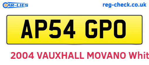AP54GPO are the vehicle registration plates.