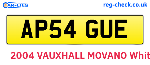 AP54GUE are the vehicle registration plates.