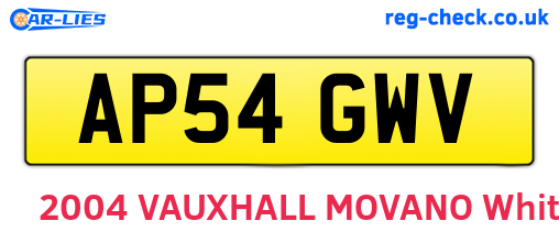 AP54GWV are the vehicle registration plates.