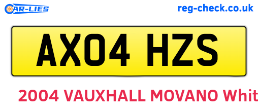 AX04HZS are the vehicle registration plates.