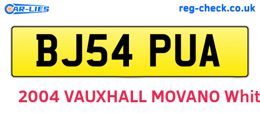 BJ54PUA are the vehicle registration plates.