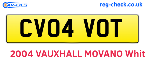 CV04VOT are the vehicle registration plates.