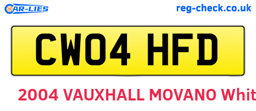 CW04HFD are the vehicle registration plates.