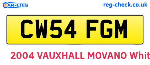 CW54FGM are the vehicle registration plates.