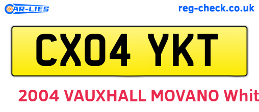 CX04YKT are the vehicle registration plates.