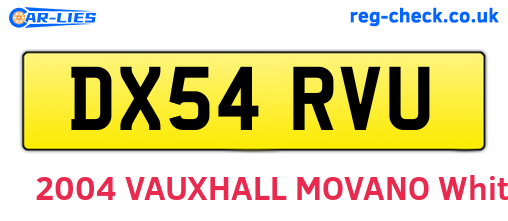 DX54RVU are the vehicle registration plates.